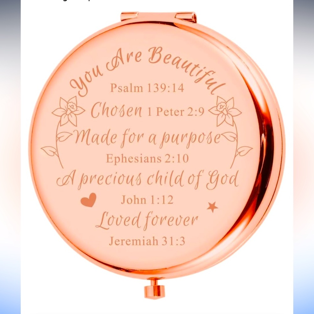 Confirmation gift teen girl.Compact w/2 types of mirror beautiful inscription.